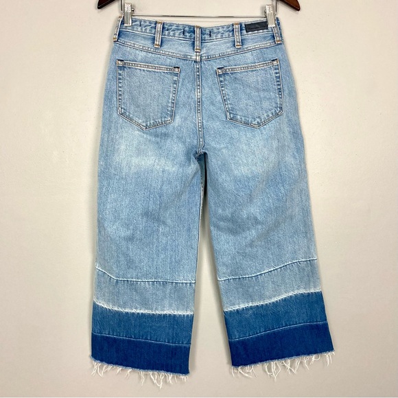 Abercrombie & Fitch Cropped Stovepipe Jean Women’s Size 25 Ombre Wide Leg Frayed - Picture 7 of 12